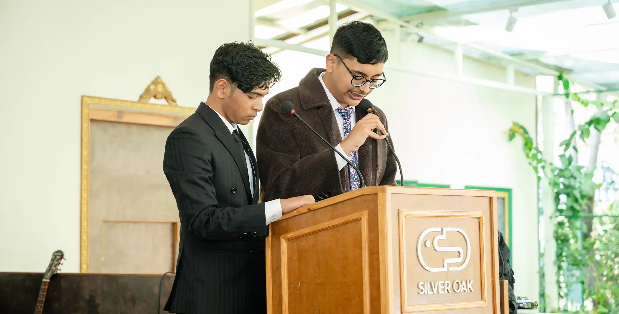 Students at podium